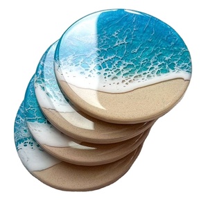 PROTECTION CONÇUE PERSONNALISÉE À LA MAIN Sous-verres en résine de luxe Coussinets carrés colorés personnalisables pour ensemble de table de tapis de cuisine Meilleur - Product Image 2