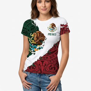 Camiseta de Manga Corta para Hombre con Estampado de la Bandera de México, Cuello Redondo, Estilo Casual, Algodón Jersey, Corte Regular, Diseño con Patrón - Product Image 6