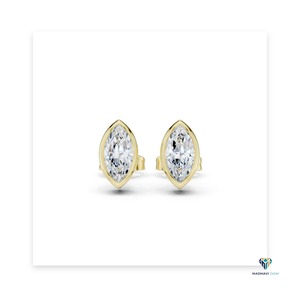 2.50 TCW Yellow <b>Gold</b> Marquise Lab Grown Diamond Three Piece Jewelry Set in 18K <b>Solid</b> <b>Gold</b> Bezel Setting <b>Pendant</b> and Earrings - Product Image 5