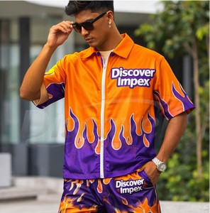 Ensemble deux pièces léger en nylon pour homme, coupe-vent à séchage rapide, survêtement décontracté d'été, chemise à manches courtes et short - Product Image 3