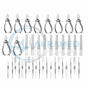 Kit d'instruments chirurgicaux manuels Akramed pour podologie, 40 pièces, avec ressorts cylindriques, certifié CE ISO13485, pour soins des pieds et des ongles - Product Image 4
