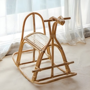 Venta al por mayor caballo mecedora de ratán para bebé hecho a mano mimbre niño paseo animal mecedora - Product Image 5