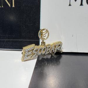 Collier Hip Hop avec pendentif lettre en diamant glacé plaqué or, bijoux de rappeur, breloques de fête certifiées IGI - Product Image 5