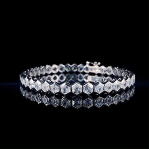 Pulsera de tenis de platino con diamantes cultivados en laboratorio de corte hexagonal, unisex, fina, de lujo, para boda, regalo de joyería - Product Image 1