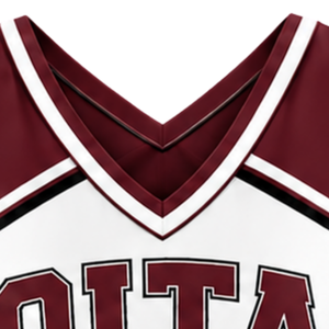 Haut court sans manches col en V pour femme, couleur marron et blanc, pour cheerleading, performance athlétique, uniforme d'équipe, compétition et entraînement - Product Image 5