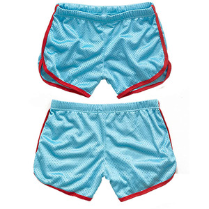 Pantalones Cortos Deportivos Casuales para Hombre, de Malla Azul Claro con Raya Lateral Roja, Cintura Elástica Transpirable - Product Image 5