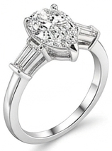 Anillo de Compromiso de Lujo con Tres Piedras de Pera Natural, Acentos de Diamantes de 2.5ct, Oro Blanco de 14K, Joyería Nupcial Unisex - Product Image 3