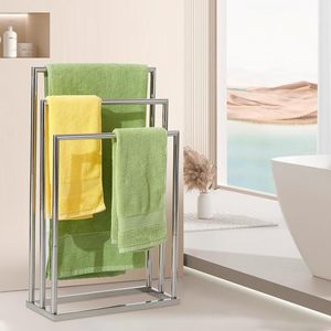 Curved Shape <b>Freestanding</b> Towel Rack 3 Tier Stainless Steel Towel <b>Bar</b> Stand for Bathroom Chrome Plated Fine Quality Available - Product Image 3
