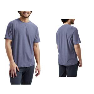 Camiseta Personalizada para Hombre, Cuello Redondo, Manga Corta, Algodón Azul Grisáceo, Informal, Ligera, Transpirable, Estilo Veraniego - Product Image 1