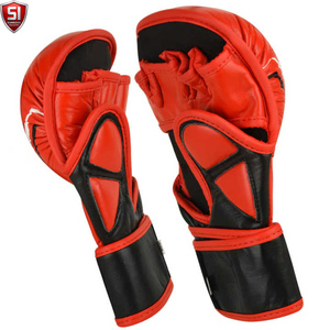 ถุงมือ MMA หนัง PU คุณภาพสูง แบบเปิดนิ้ว ปรับสายรัดข้อมือได้ ปิดด้วยแถบตีนตุ๊กแก บุฟองน้ำ สำหรับศิลปะการต่อสู้ มวย - Product Image 3