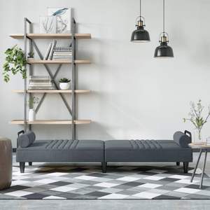 Sofá Cama Grande de Terciopelo Gris Oscuro, Construcción de Madera Contrachapada y Espuma - Product Image 3