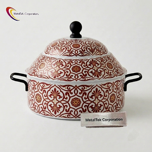Ensemble de plats à fondue isothermes en acier inoxydable, motif arabe, avec chauffe-plats et réchaud de service - Product Image 2