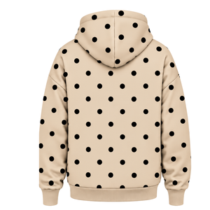 Sweat-shirt pour femme à pois beige et noir, coupe classique, manches longues, poche kangourou, imprimé par sublimation, streetwear d'automne - Product Image 2