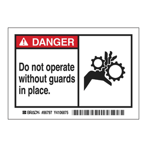 Danger Guard Warning Labels 3.5H X 5W Self-Adhesive Plastic <b>Sticker</b> <b>Roll</b> for Industrial Equipment - Product Image 2