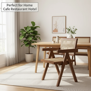 Silla de Comedor de Madera Maciza y Ratán, Tejida a Mano, Diseño Escandinavo Moderno, para Hogar, Cafetería, Restaurante, Venta al Por Mayor de Fábrica - Product Image 3