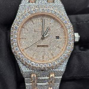 Montre de luxe en édition limitée avec affichage analogique, diamants Moissanite, pour homme et femme, mécanique automatique, résistante à l'eau, cadran de 41 mm, 16 mm - Product Image 1
