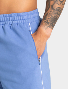 Pantalones Cortos Deportivos para Hombre al por Mayor, Color Azul Azur con Líneas en Contraste, Felpa de Algodón Grueso, Transpirables, con Logotipo Personalizado, OEM y ODM - Product Image 5