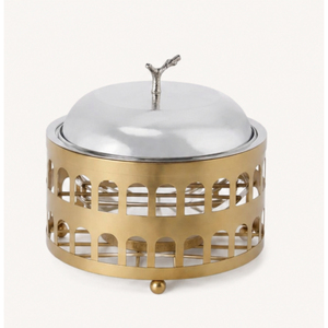 New Design Luxury Gold Stainless Steel <b>Food</b> <b>Warmer</b> <b>Buffet</b> Catering Hot Pot with Branch Handle Insulated Casserole for Hotels - Product Image 1