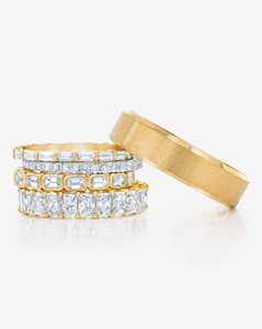 Bagues d'éternité minimalistes et délicates en or massif 14K 18K, serties d'émeraudes et de diamants de laboratoire, 2,7 mm, pour mariage, à superposer - Product Image 6