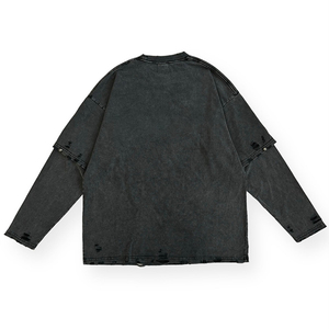 เสื้อสเวตเชิ้ตผู้ชายผ้าฟลีซสำหรับฤดูหนาว ตกแต่งด้วยคริสตัล 100% ผ้าฝ้าย ล้างสีแบบทำเก่า น้ำหนัก 300gsm พิมพ์ลายตามสั่ง - Product Image 2
