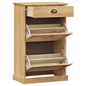 ตู้รองเท้าขนาดกลางพร้อมชั้นวางรองเท้าโลหะไม้สนฮันนี่โซลิด - Product Image 4