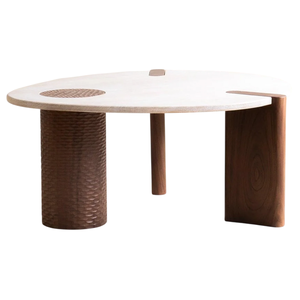 Table basse élégante en bois massif de manguier et d'acacia sculpté à la main, design combiné, pour salon et maison - Product Image 2