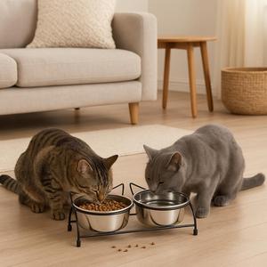 ชามสแตนเลสสำหรับสัตว์เลี้ยงยี่ห้อ Yommy ป้องกันการลื่นคว่ำ ดีไซน์กันลื่น ทำความสะอาดง่าย สำหรับสุนัขและแมว - Product Image 6