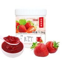 China Hoge Kwaliteit Merk Fruitige Melkthee Ingrediënten Puree Saus Aardbei Bubble Tea Fruitthee Jam Fles 1.3kg Ingrediënten