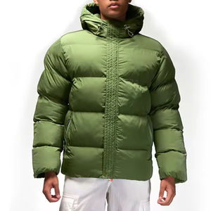 Men's Designer Winter Bubble <b>Jacket</b> <b>Waterproof</b> Quilted Bubble-<b>Padded</b> Coat in Green Polyester Canvas Custom Outdoor Wear - Product Image 1