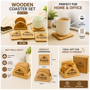 Ensemble de 4 sous-verres personnalisés en bois avec support - Sous-verres durables pour table pour la Saint-Valentin et la remise des diplômes - Product Image 3