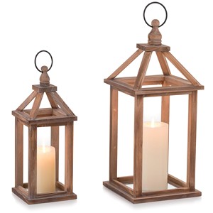 Porte-bougie rustique en bois de pin avec insert en verre - Décoration artisanale pour la maison - Vente en gros - Product Image 3