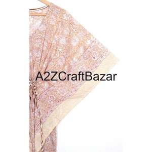 Kaftan long en coton indien à fleurs, fait main, pour les mamans, robe de plage et vêtement de nuit, robe maxi décontractée - Product Image 4
