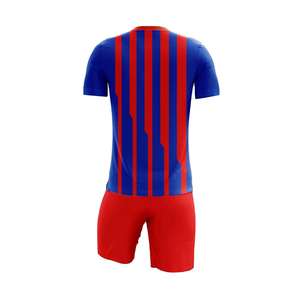 เสื้อฟุตบอลชายสีน้ำเงินแดงลายทาง แขนสั้น แห้งเร็ว ชุดกีฬา พิมพ์ลายแบบซับลิเมชั่น ชุดฟุตบอลสำหรับผู้ใหญ่ - Product Image 2