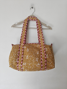 Petit sac de voyage unisexe à rayures imprimées, sac de voyage en coton matelassé, fermeture à glissière, doubles poignées, léger, 20-35L, sac de sport pour le week-end - Product Image 2