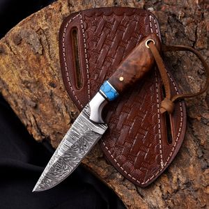 Everyday Carry Outdoor Fixed Blade Camping Hunting <b>Knives</b> Wooden <b>Handle</b> Damascus Steel Blade <b>Knives</b> Hunting <b>Knife</b> Skinner <b>Knife</b> - Product Image 1