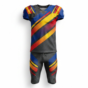 Uniforme de football américain personnalisé de haute qualité, impression par sublimation intégrale, vêtements de sport d'équipe, kit d'uniforme de match durable en mesh - Product Image 1