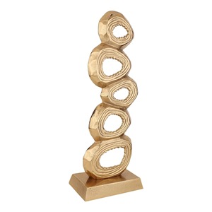 Escultura abstracta de lujo en oro sobre base para decoración de sala de estar, pieza de arte moderno y centro de mesa decorativo de la India. - Product Image 1
