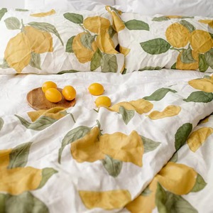 Sábana Plana de Algodón con Estampado de Limones, 300 Hilos, Transpirable, Diseño Botánico, para Uso en Todas las Estaciones - Product Image 2