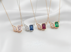 จี้ทองคำ 14k แท้ ดีไซน์มินิมอล ประดับไพลินสีน้ำเงินธรรมชาติและเพชร สร้อยคอจี้แบบ Toi-et-Moi เครื่องประดับชั้นดี - Product Image 2