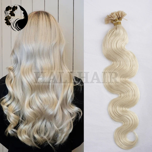 Premium 100g Dyeable Hali Extensiones de cabello Doble dibujado Queratina Infundido Punta plana Onda del cuerpo Super Single Drawn Vietnamita Hali - Product Image 2
