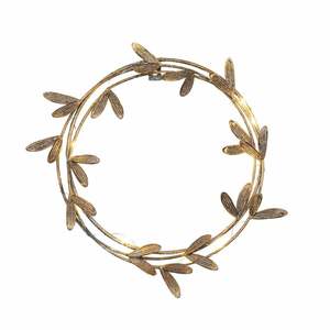 Rustic Metal <b>Leaf</b> Wreath Handmade Round Hoop <b>Decorative</b> Flowers <b>Wall</b> Hanging Shabby Chic Style - Product Image 3