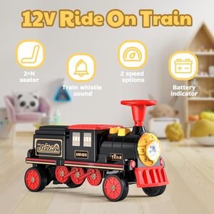 รถไฟเด็กนั่งได้ 2 ที่นั่ง ANPABO 12V แบบไม่ต้องใช้ราง พร้อมเบาะปรับได้และที่เก็บของ - Product Image 4