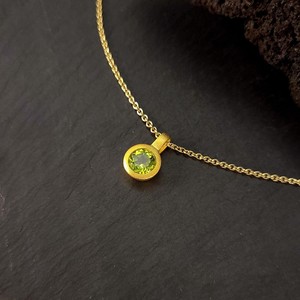 Pendentif en péridot tendance, rond, facetté, argent sterling 925, plaqué or 14 carats, qualité supérieure, certifié IGI, collier cadeau pour femmes - Product Image 3