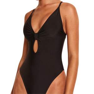 Traje de Baño Personalizado al por Mayor para Mujer, Estilo Bikini de Una Pieza sin Espalda, Ropa de Playa Reciclada - Product Image 3