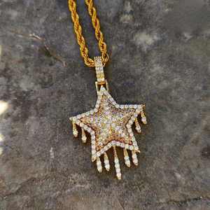 Colgante de Estrella con Incrustaciones de Moissanita Plateada de Alta Calidad, Estilo Hiphop, para Hombre - Product Image 4