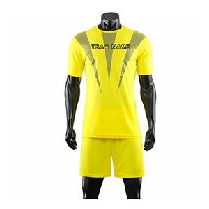 Ensemble de maillot de football pour homme à col en V, rayé, manches courtes, évacuation de l'humidité, 100% polyester, coupe classique, toutes saisons - Product Image 1