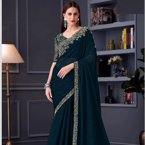 Ropa de fiesta de diseñador Concept Opium Silk Chiffon Saree & Chiffon Blusa de seda - Product Image 1