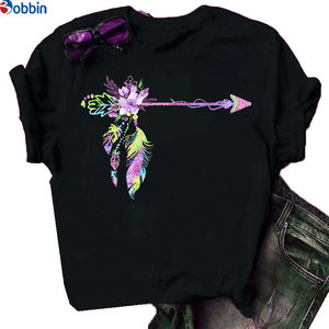 Camiseta Unisex con Diseño Impreso, Transpirable, Estilo Dulce y Encantador, Tallas Grandes, Camisetas Económicas para Damas, Decoración con Patrones de Plumas - Product Image 5