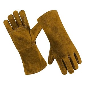 Guantes de Soldadura de Cuero Vacuno de Dos Capas, Directo de Fábrica, Todos los Tamaños, Largos, Resistentes al Fuego, Forrados con Forro Polar, Engrosados y Resistentes al Desgaste - Product Image 3