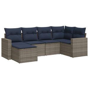 Juego de sofás de patio de ratán sintético gris de 6 piezas con cojines, conjuntos de jardín - Product Image 2